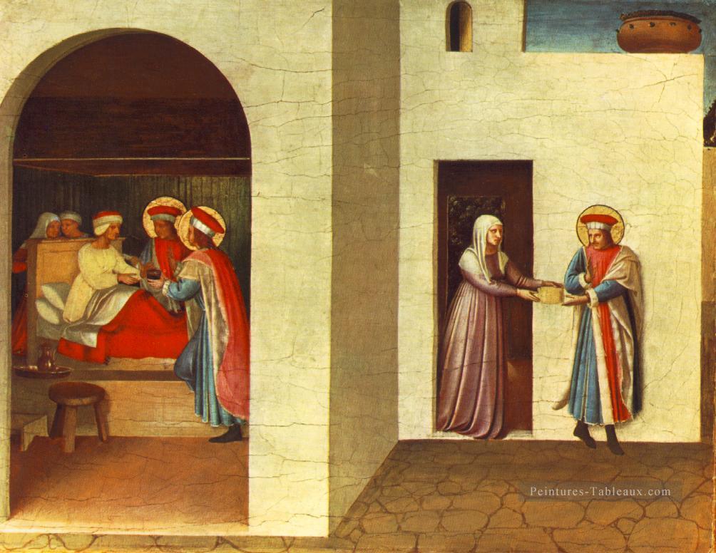 La guérison de Palladia par Saint Cosmas et Saint Damian Renaissance Fra Angelico Peintures à l'huile